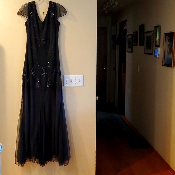 Art Deco Style Beaded Sequin Evening Gown - Picture 1 of 6